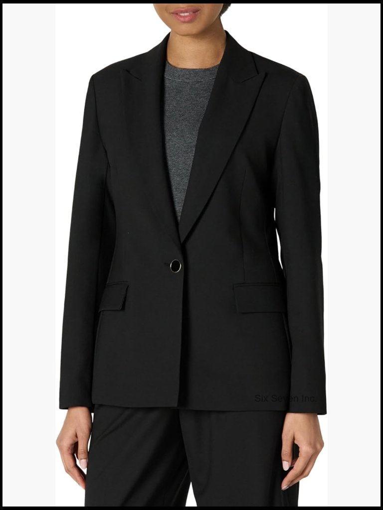 Regular-Fit Woven Single-Breasted Blazer, Polyester Viscose Blend